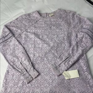 Hinge Lilac Lace Long Sleeve Blouse